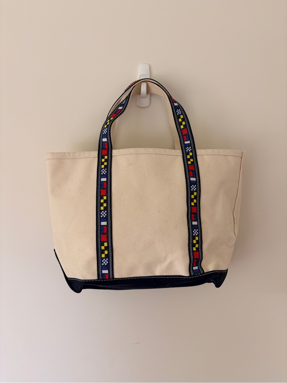 L.L. Bean Small Canvas Boat and Tote with Nautical Flag Detail